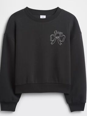 GAP Black Sweatshirt with White Bow Outline NWT size 8